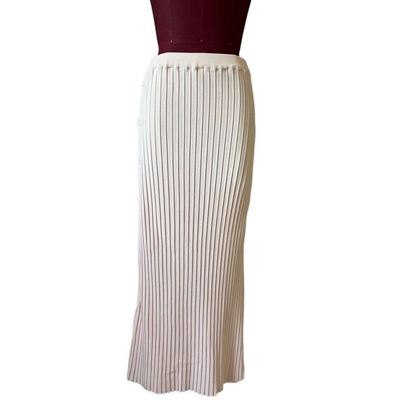 Modern Citizen Ribbed Knit Pink Midi Skirt Buttons Decor sz Medium - Picture 1 of 10